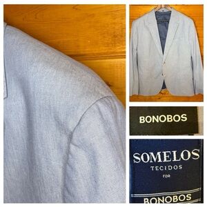 NWOT Bonobos Blue Chambray cotton Sport Coat Slim Fit 42s